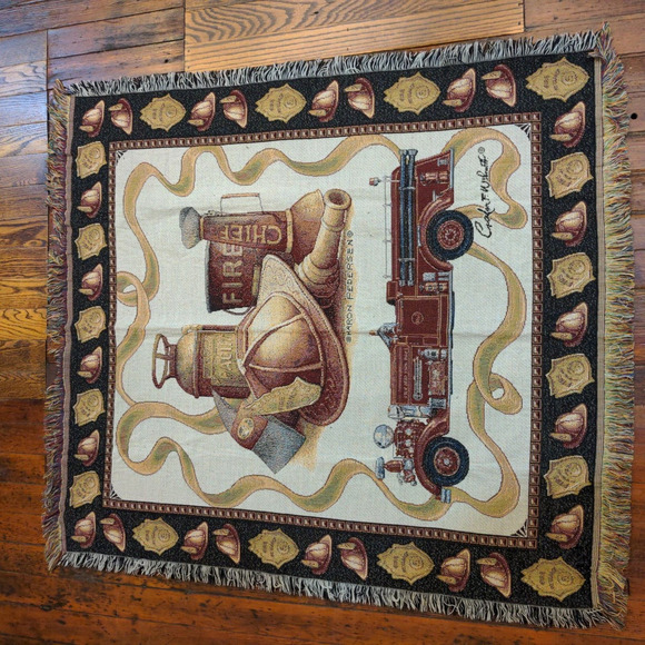 Sharon Pedersen Fire Department Tapestry Blanket Multi Size 52x46 Logo - Picture 5 of 5